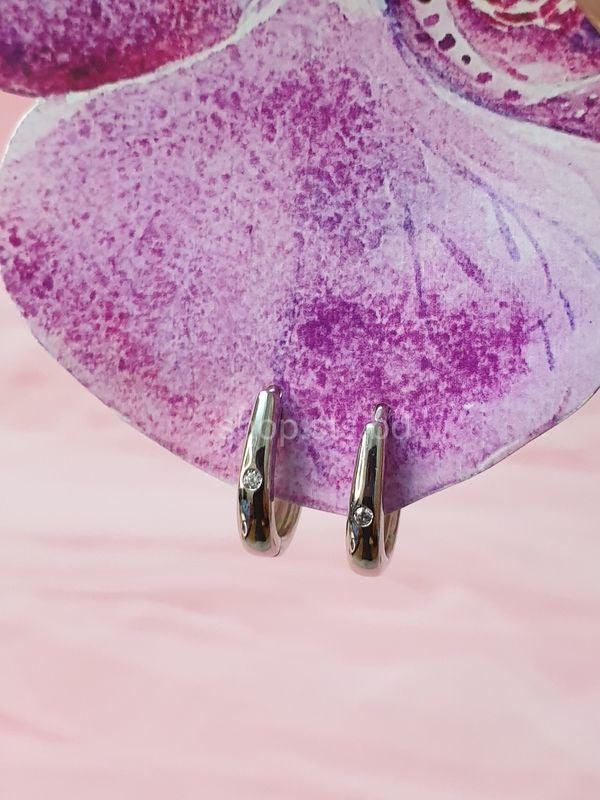 Pear Hoops Silver Coloured 1.2 cm