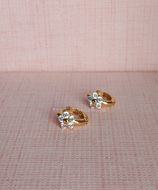 Jasmine Mini Golden Flower Hoop Earrings 0.9 Cm