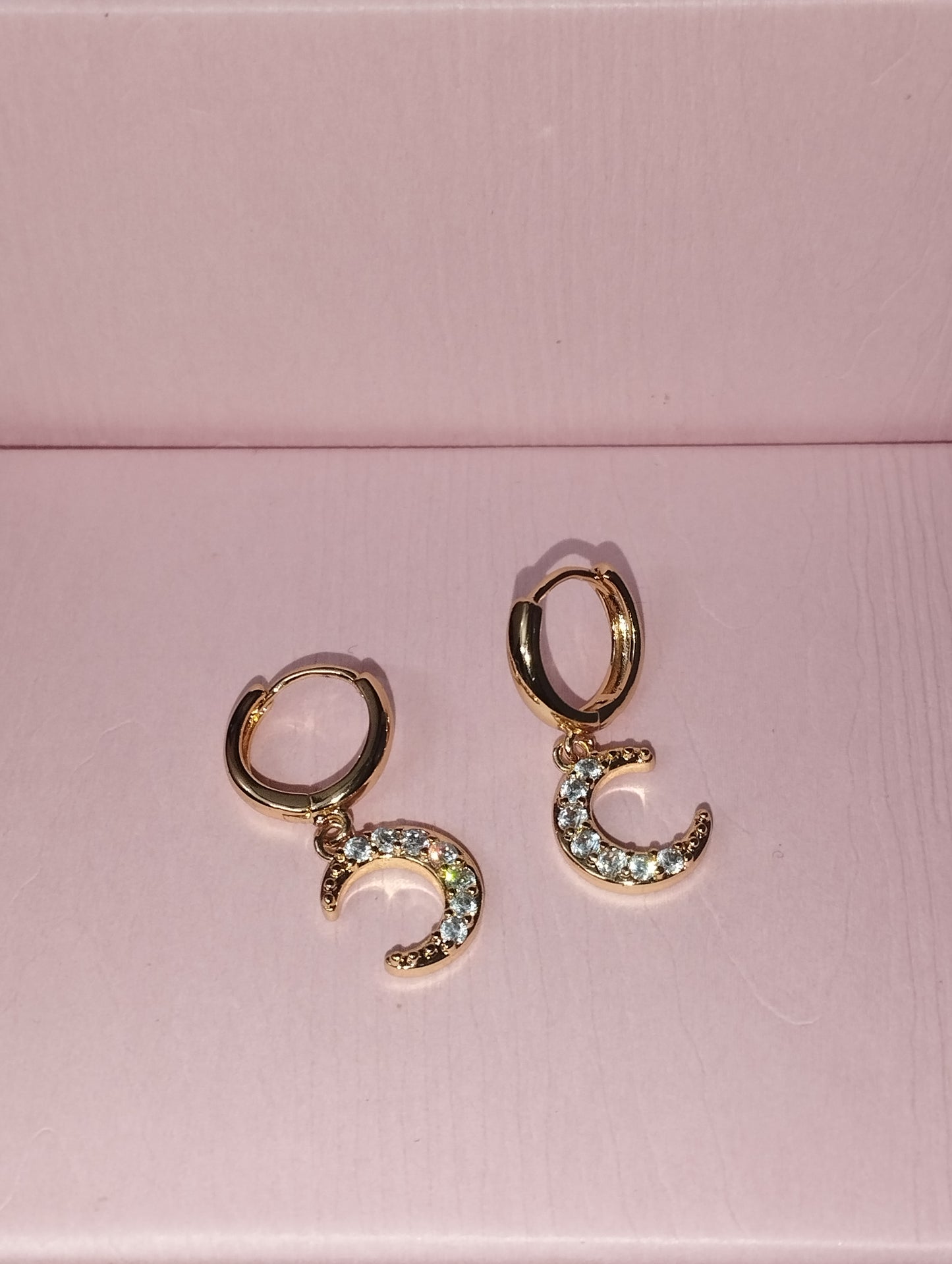 Rosegold Luna Charm Hoop Earrings 2.3 Cm With CZ Stones