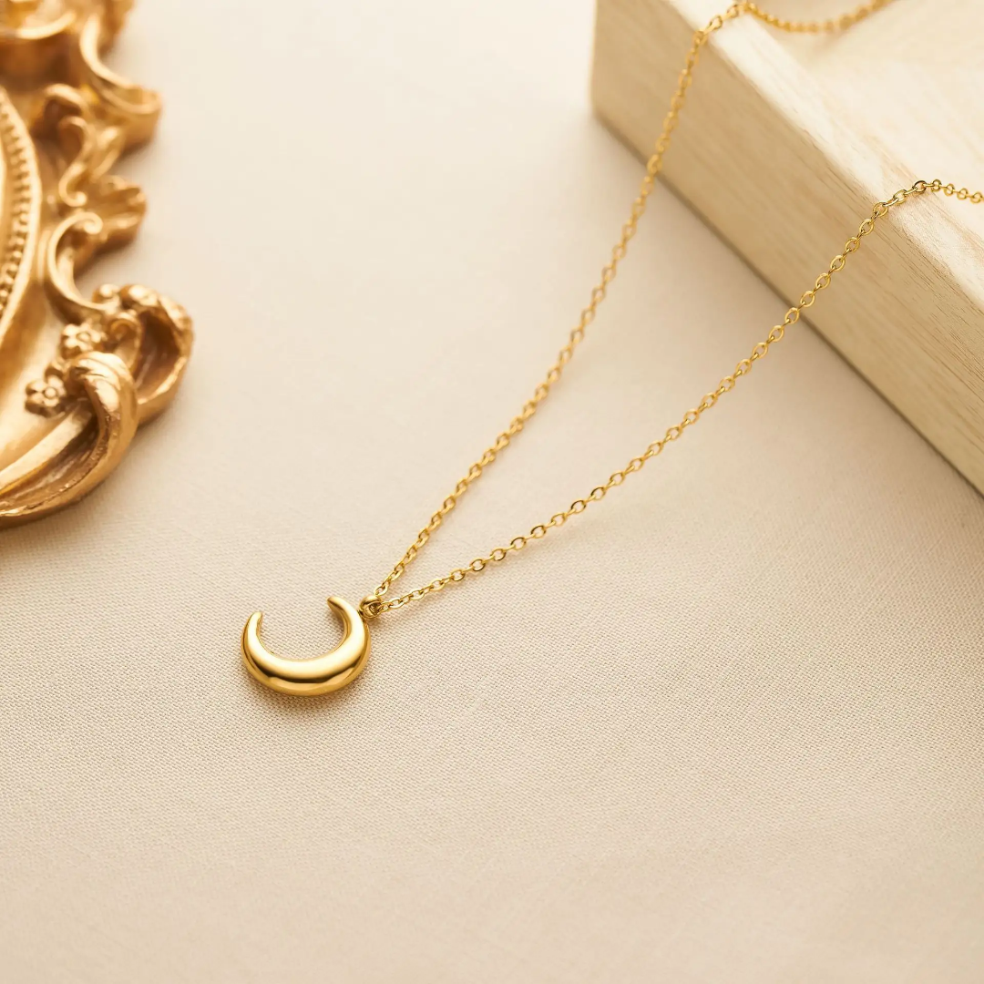 Crescent Moon Shaped Pendant Necklace