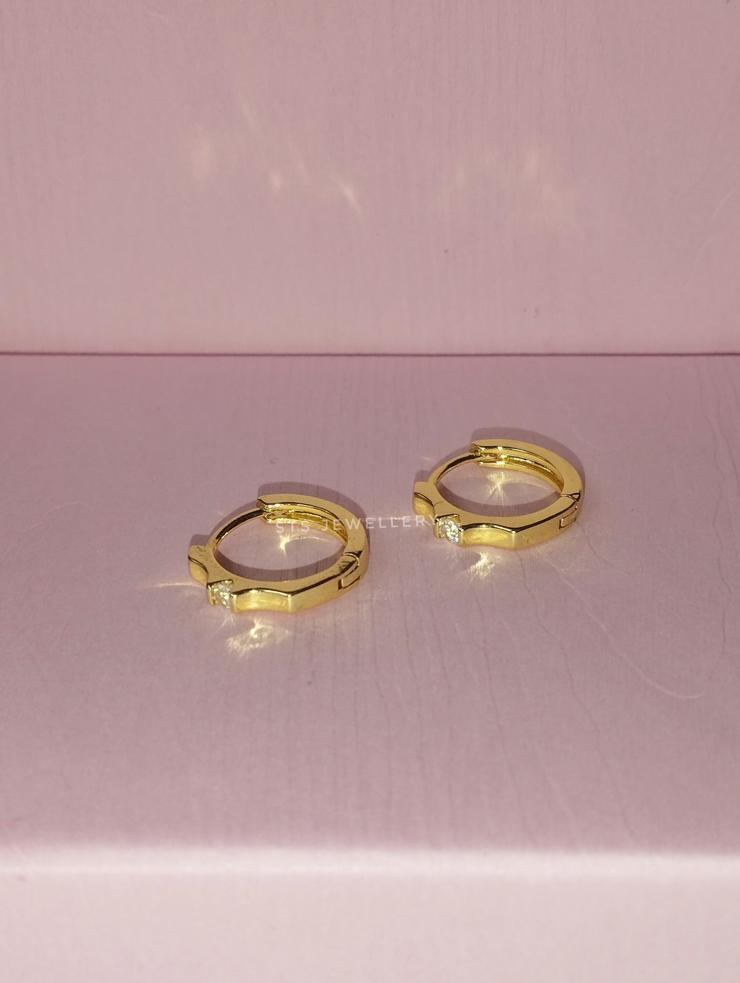 Orien Simple Hoop Earrings With Solitaire CZ Stone