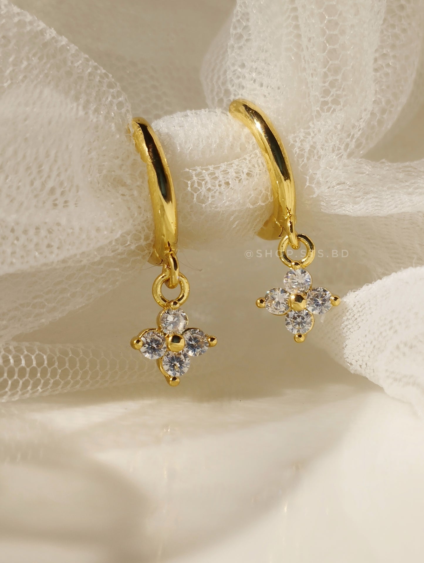 Bells Flower Charm Hoop Earrings
