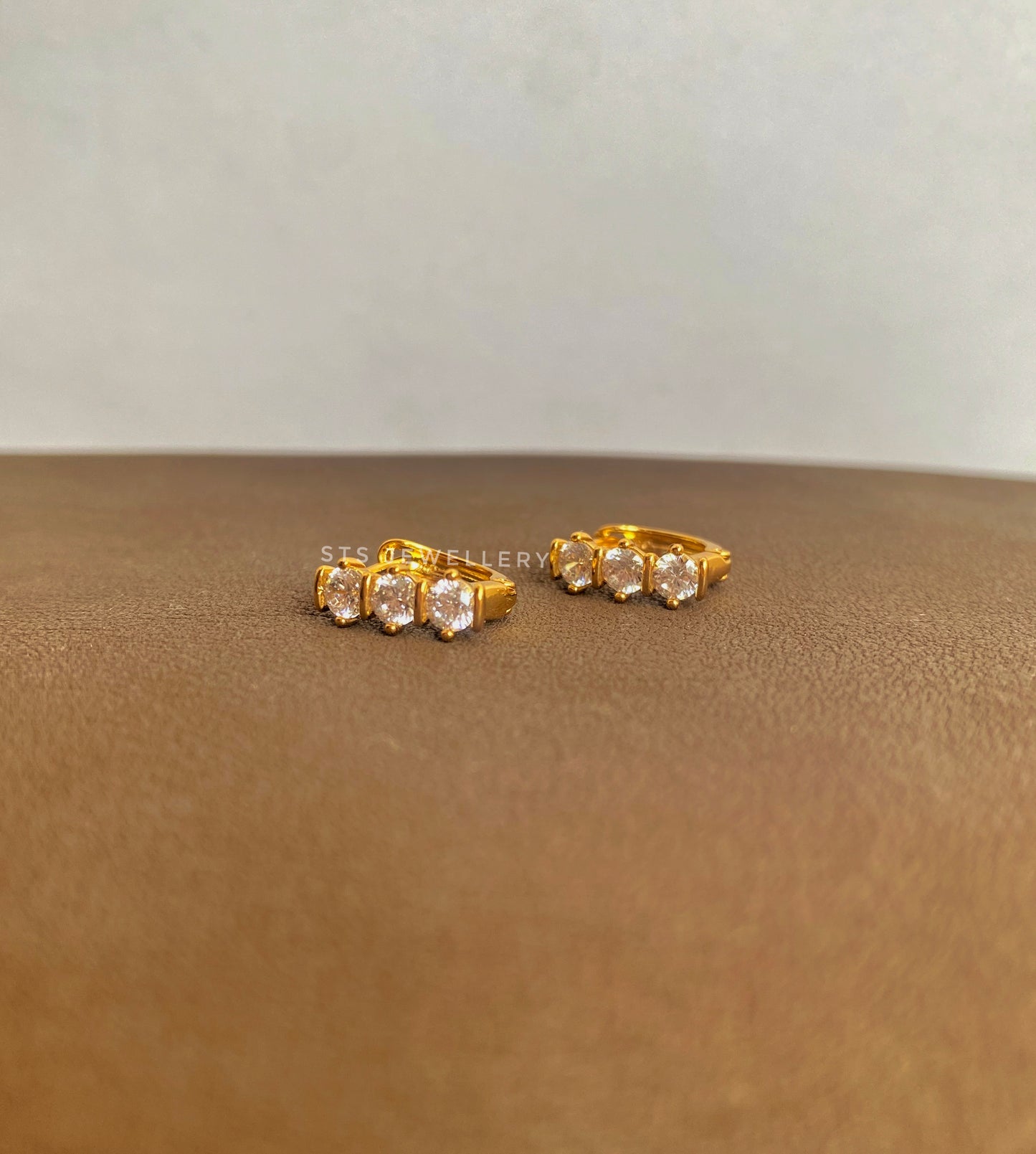 Astra CZ Golden Hoop Earrings 1.3 Cm