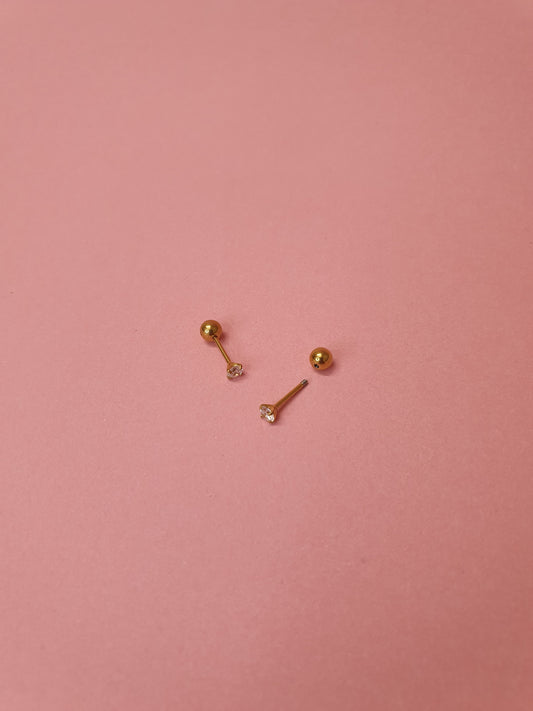 Solitaire Ball Back Stud | Screw Back Stud Earrings