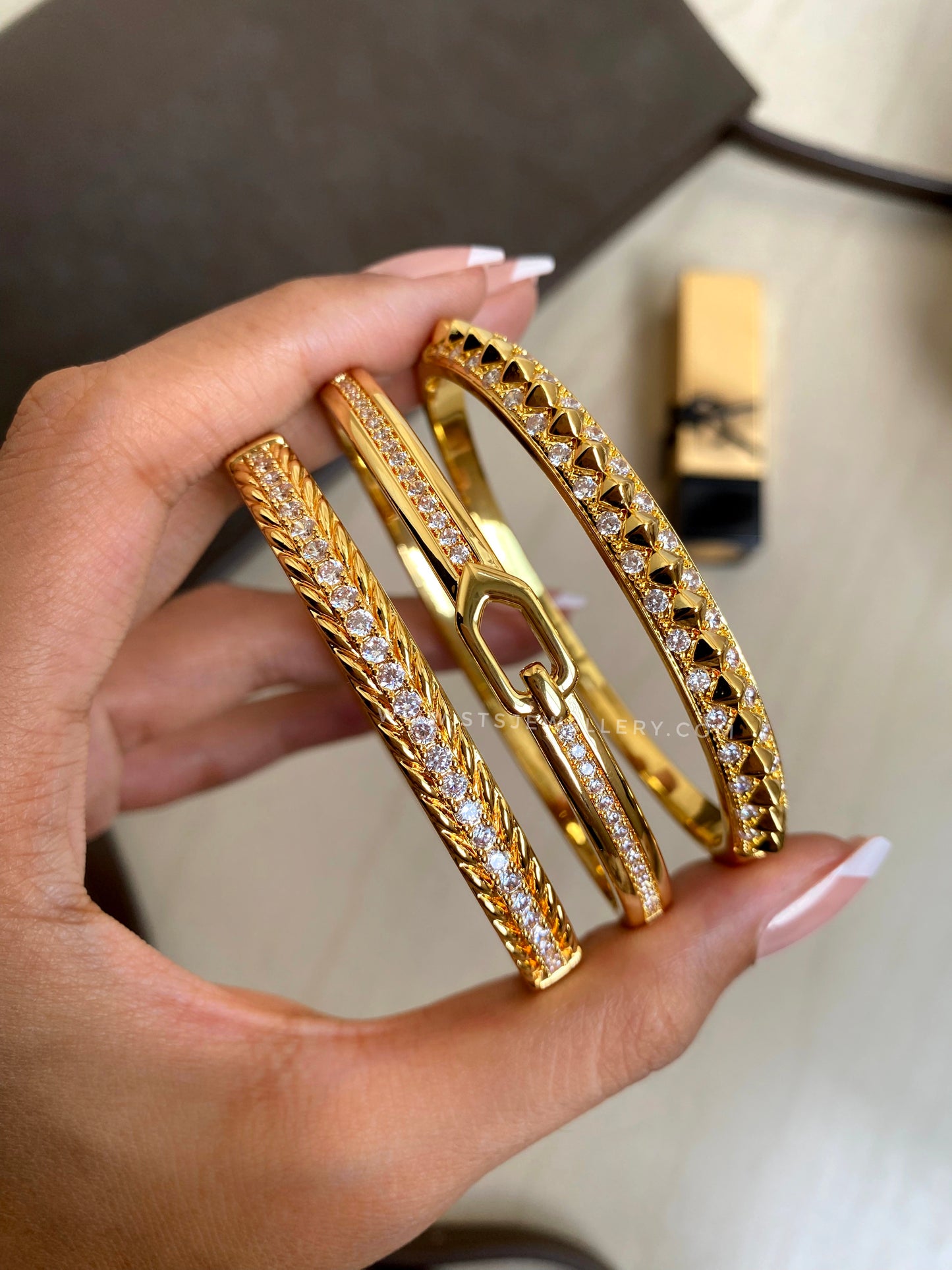 Cora Openable Bangle Bracelet With CZ Stones