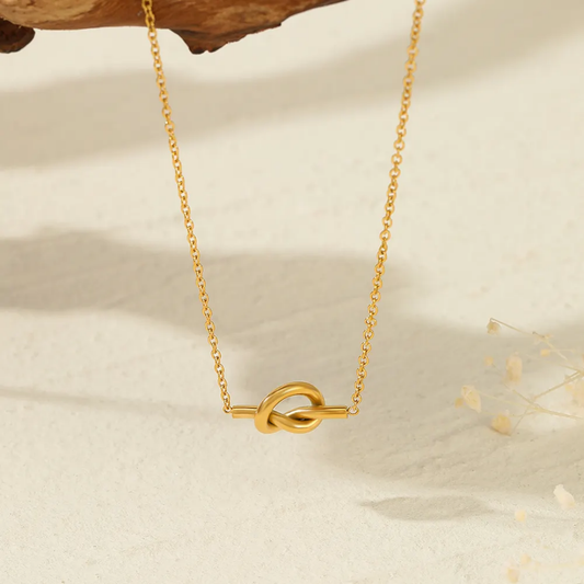 Golden Knot Charm Simple Necklace