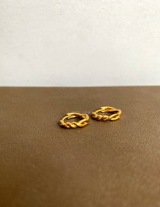 Braided Mini Golden Hoop Earrings 1.4 Cm