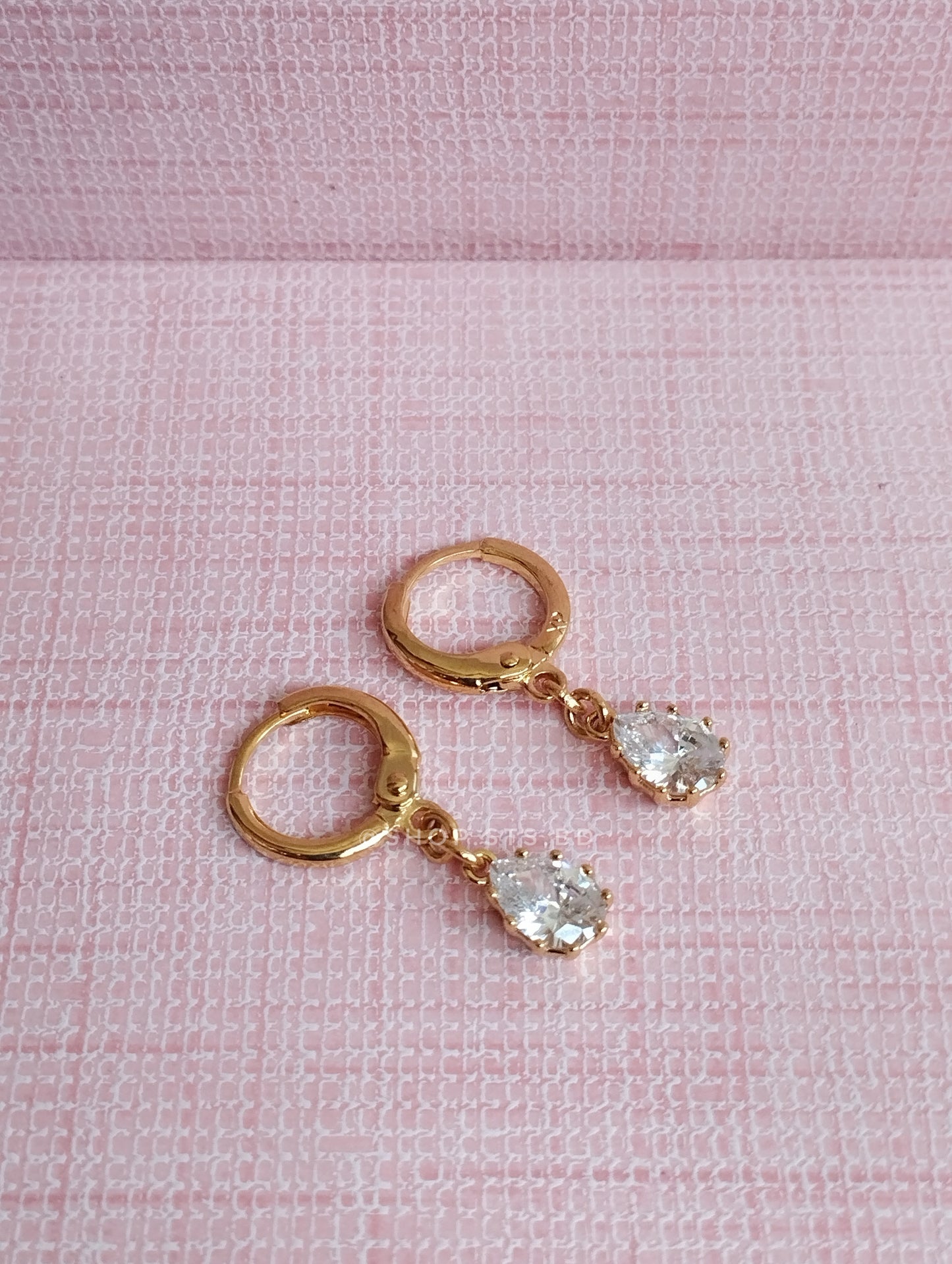 Pear Shaped Droplet Charm Hoop Earrings