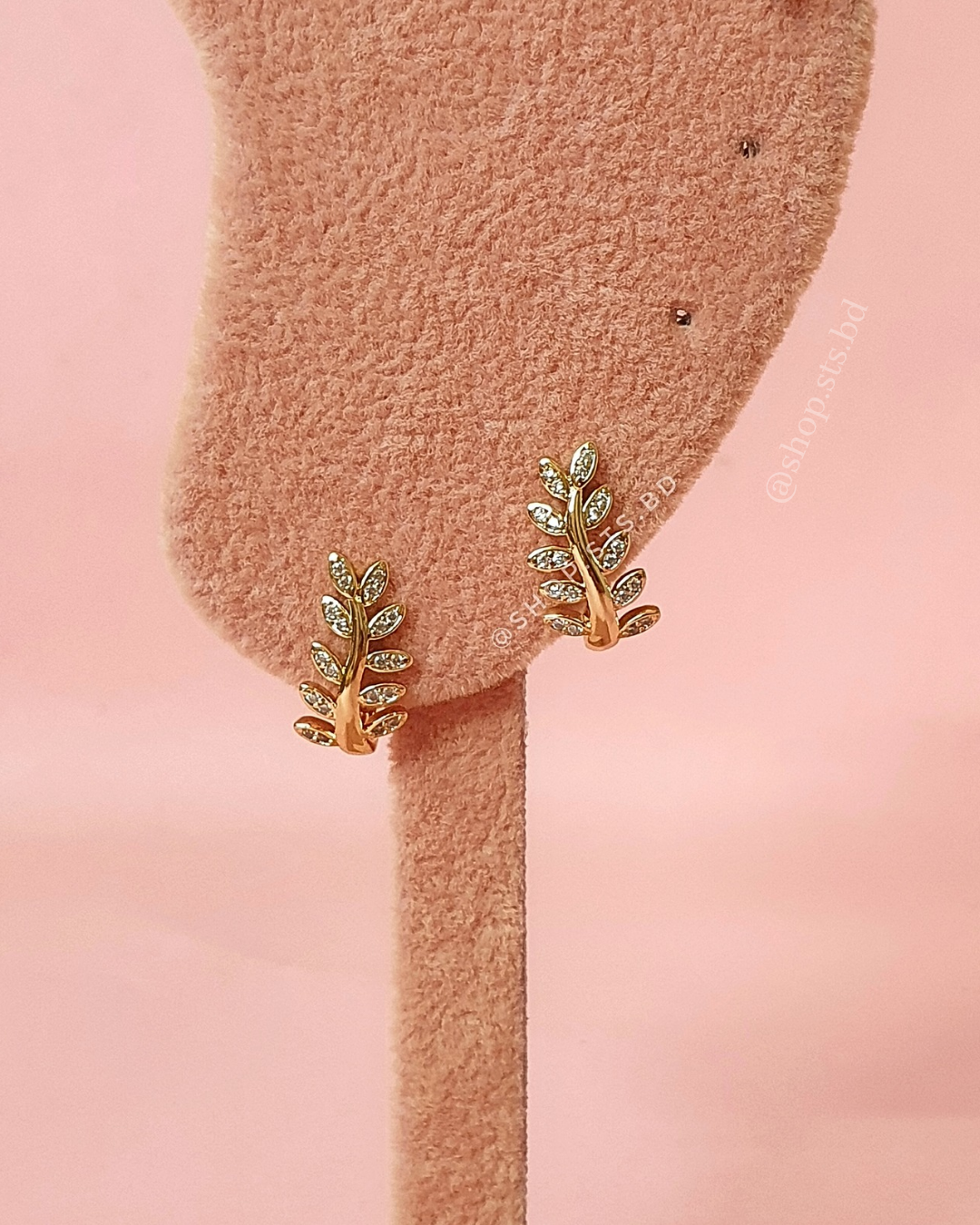Foliage Rosegold Hoop earrings 1.6 cm