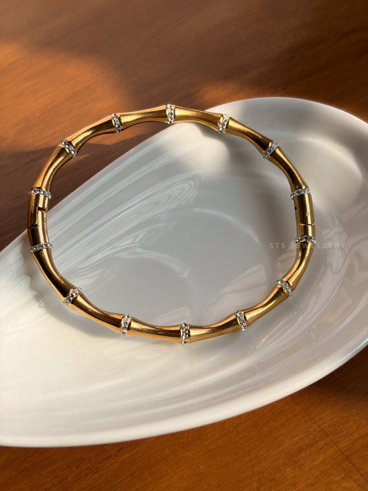 Crystal Bamboo Stainless Steel Bracelet