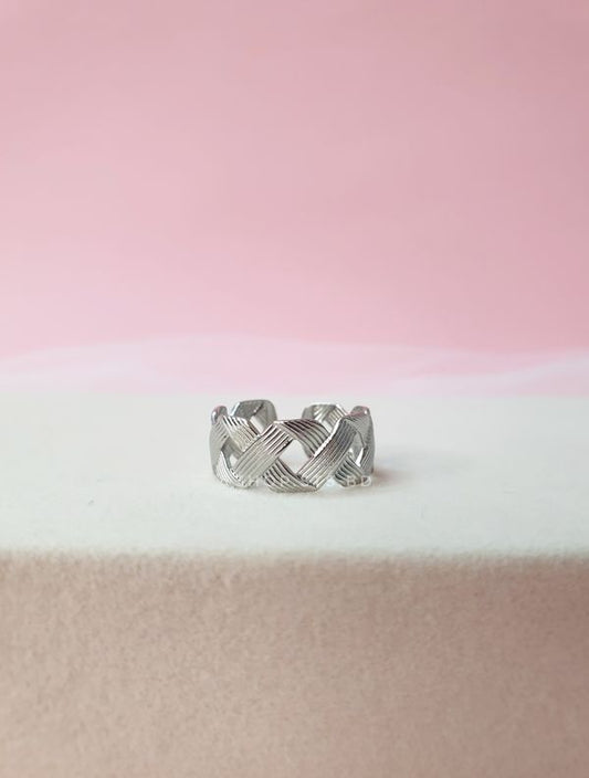 Roxa Silver Coloured Adjustable Stainless Steel Ring