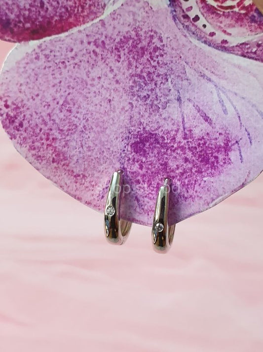 Pear Hoops Silver Coloured 1.2 cm