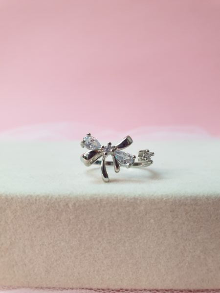 Minimal Silver Sweet Bow Adjustable Ring