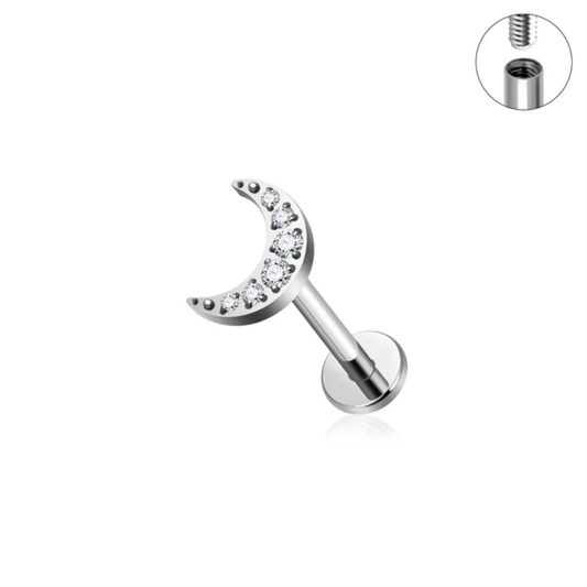 [ 1 piece ] Single Crescent Moon Shaped Flatback Stud Earrings | Stainless Steel |