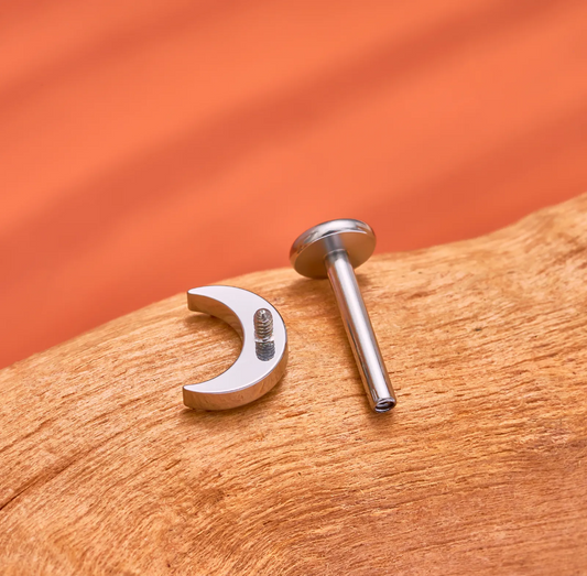 [ 1 piece ] Single Crescent Moon Shaped Flatback Stud Earrings | Stainless Steel |