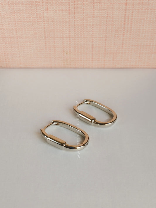U Shaped Silver Hoop Earrings