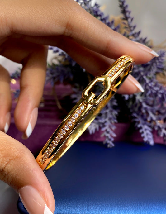 Kennedy Golden Bracelet With CZ Stones - Openable