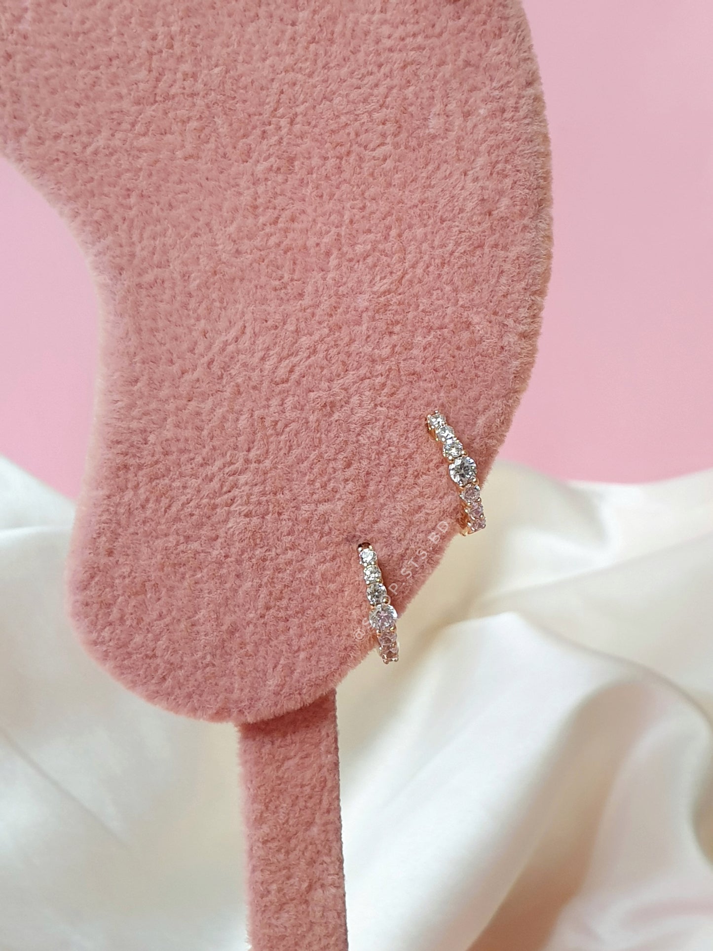 Rosegold Cecilia Dainty Mini Hoop Earrings 1.3 Cm With Paved CZ Stones