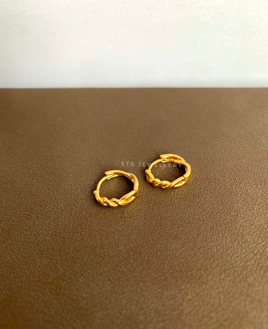 Braided Mini Golden Hoop Earrings 1.4 Cm