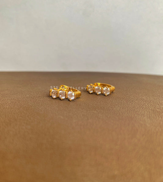 Astra CZ Golden Hoop Earrings 1.3 Cm