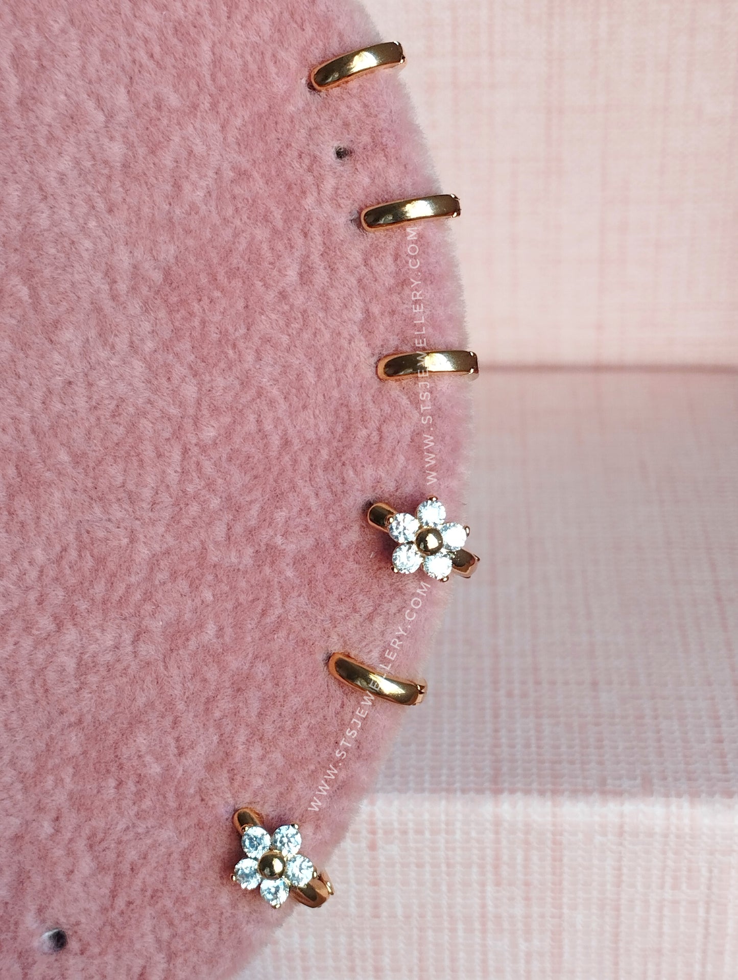 Jasmine Mini Golden Flower Hoop Earrings 0.9 Cm