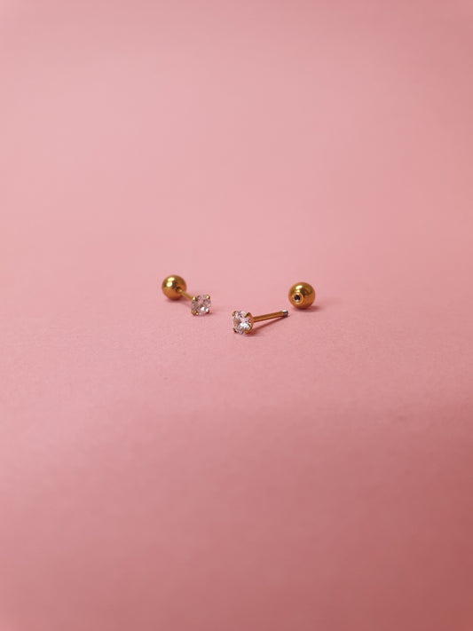 Solitaire Ball Back Stud | Screw Back Stud Earrings