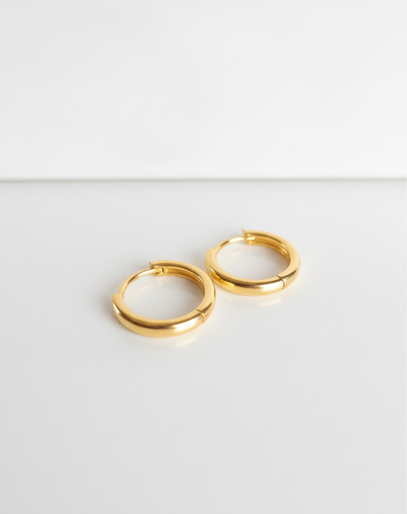 1.4 Cm Basic Golden Hoop Earrings