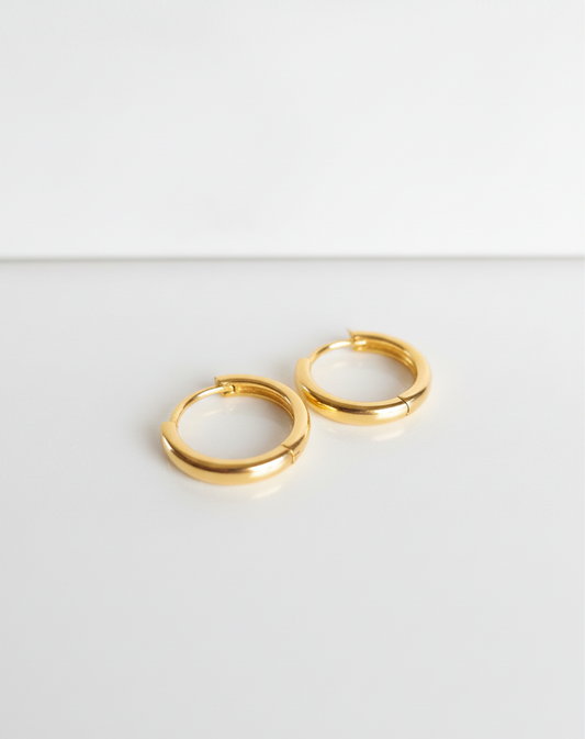 1.4 Cm Basic Golden Hoop Earrings