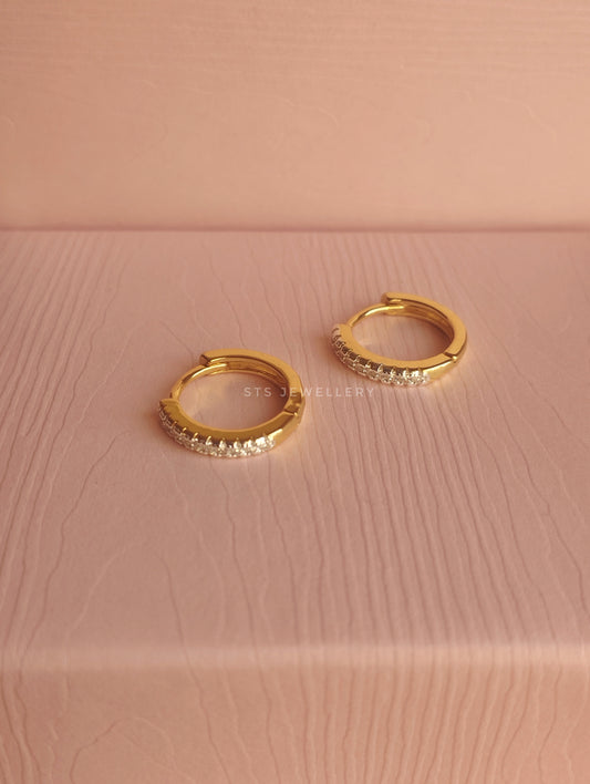 1.4 Cm Kira Minimal Hoops With CZ Stones