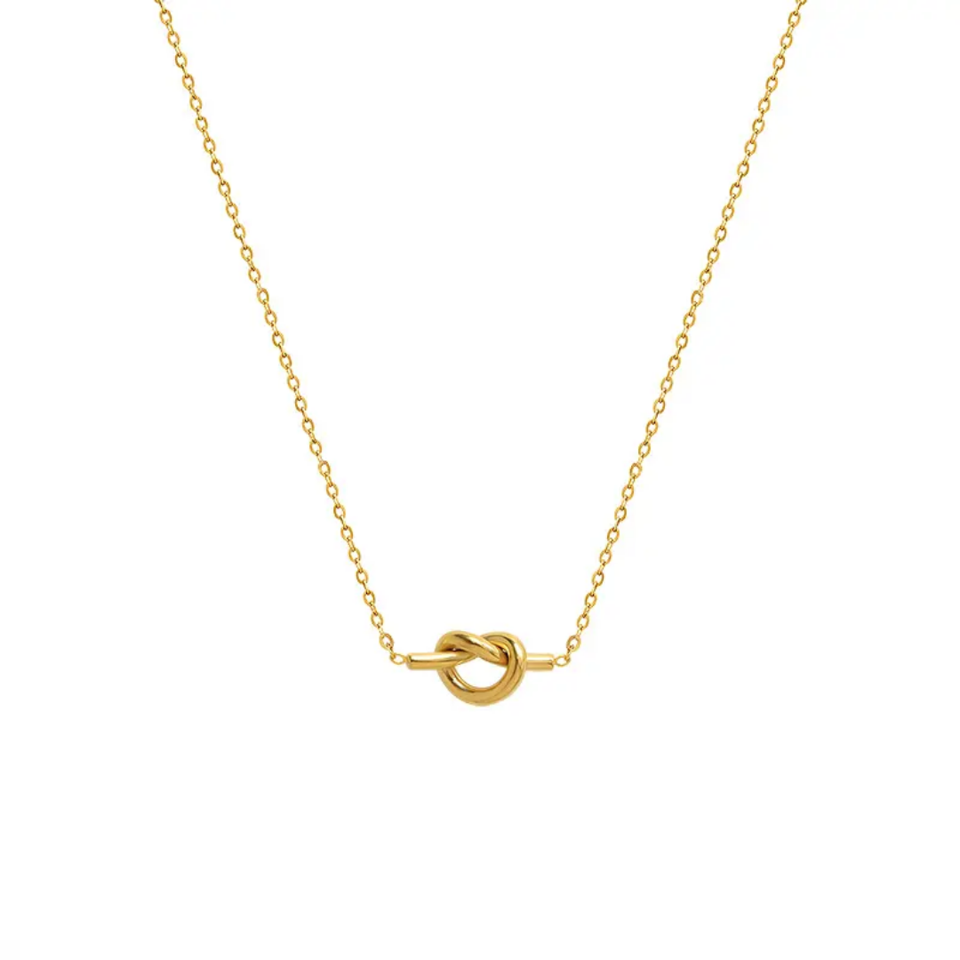 Golden Knot Charm Simple Necklace