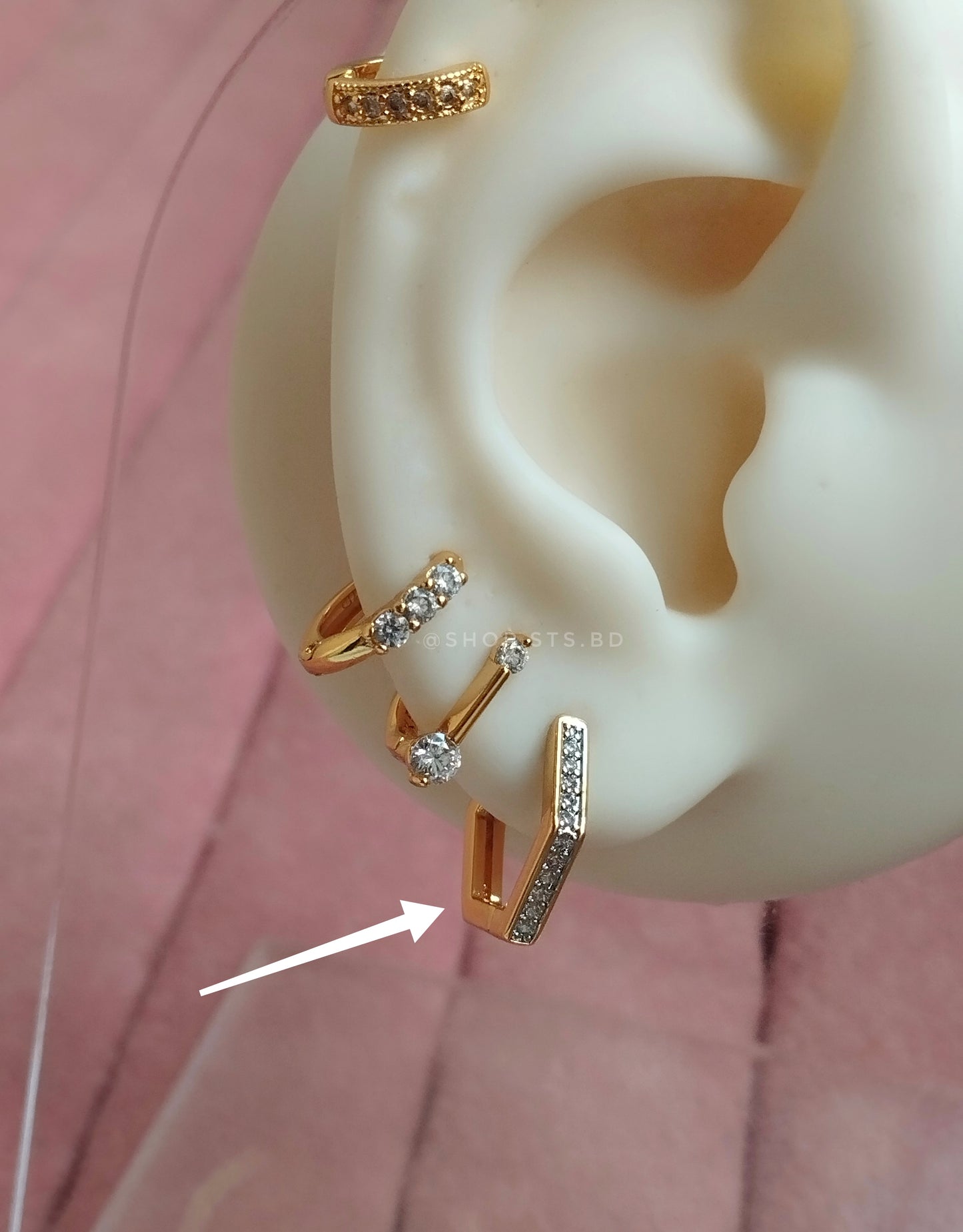 Hexa Hoop Earrings 1.4 Cm