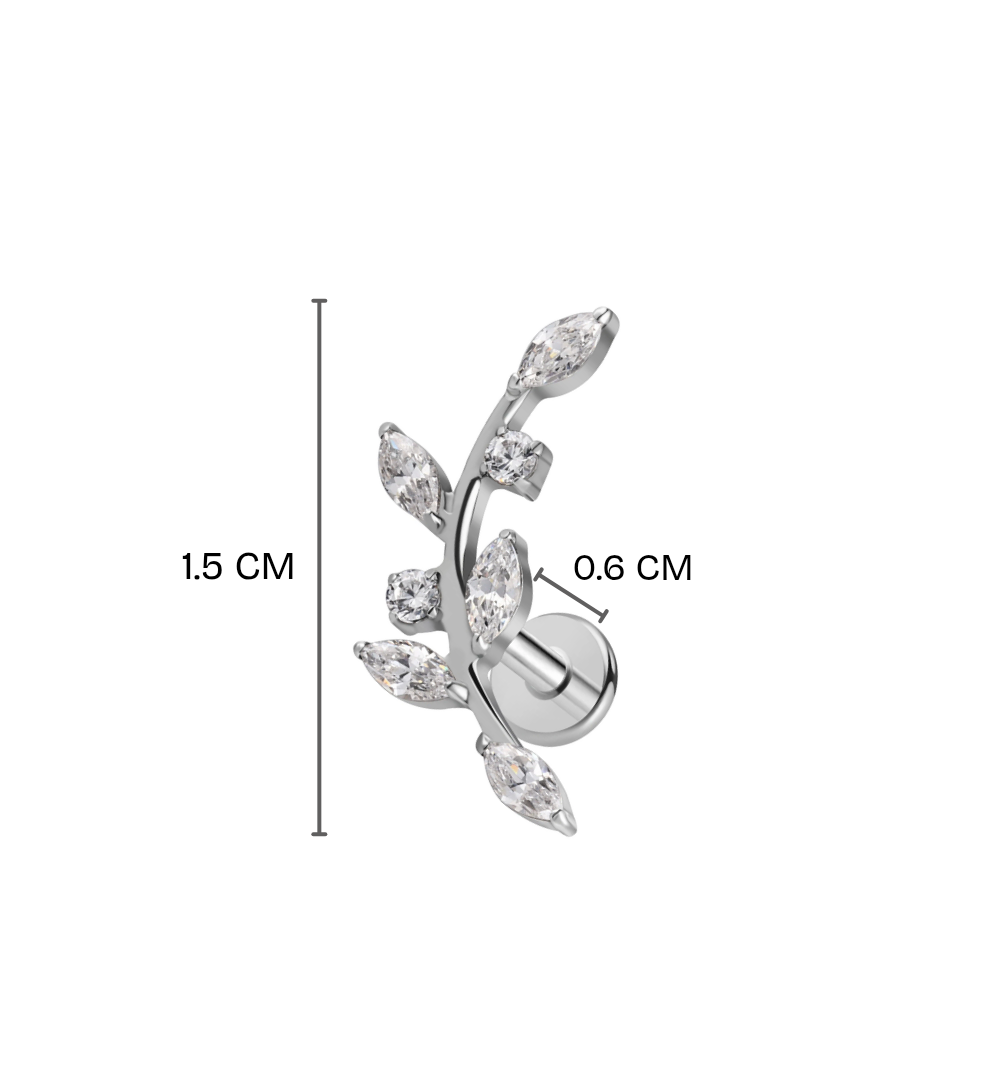 [ 1 piece ] Lillian Silver Coloured Internally Threaded Flatback Earring | Titanium |