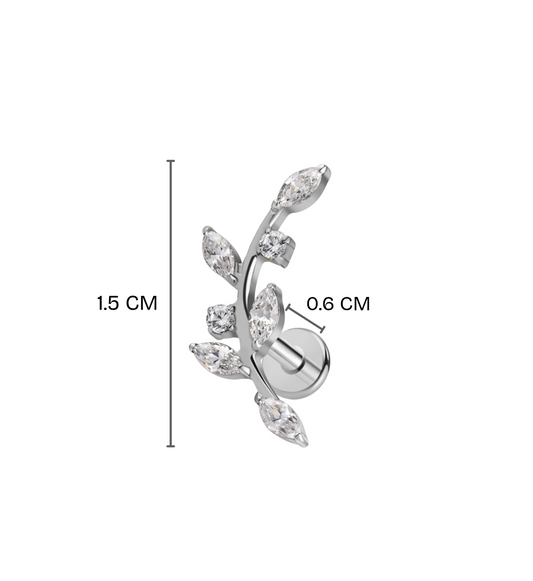 [ 1 piece ] Lillian Silver Coloured Internally Threaded Flatback Earring | Titanium |