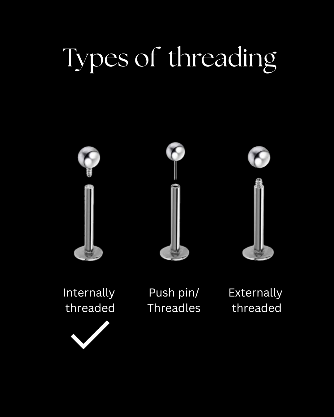 [ 1 piece ] Lillian Silver Coloured Internally Threaded Flatback Earring | Titanium |