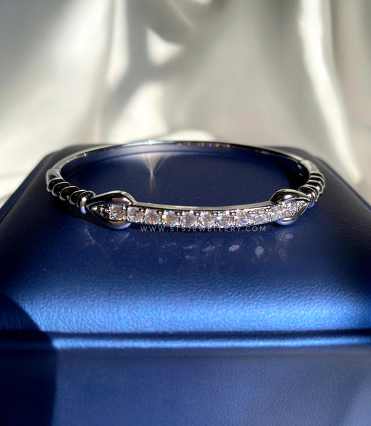 Skye Silver Coloured Bangle Bracelet- Openable