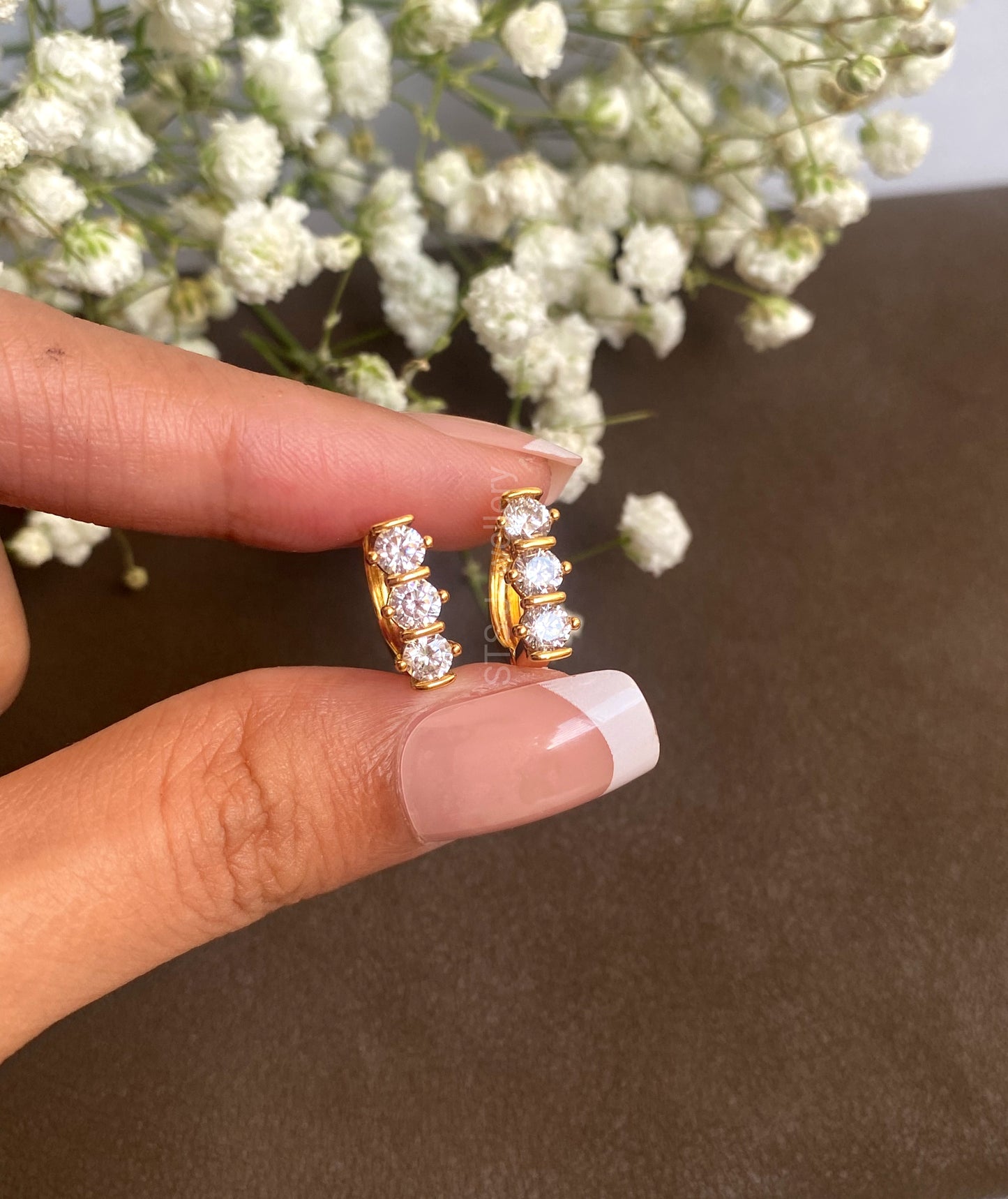 Astra CZ Golden Hoop Earrings 1.3 Cm