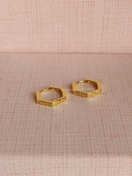 Hexa Hoop Earrings 1.4 Cm
