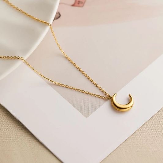 Crescent Moon Shaped Pendant Necklace