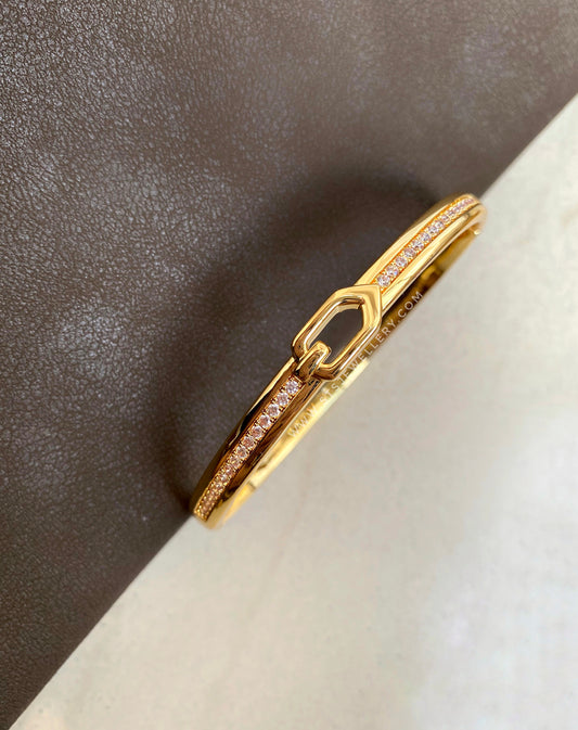 Kennedy Golden Bracelet With CZ Stones - Openable