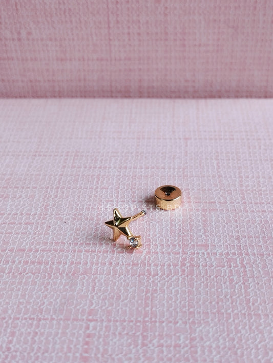 [ 1 piece ] Mini Star Flatback Screw System Top Earrings