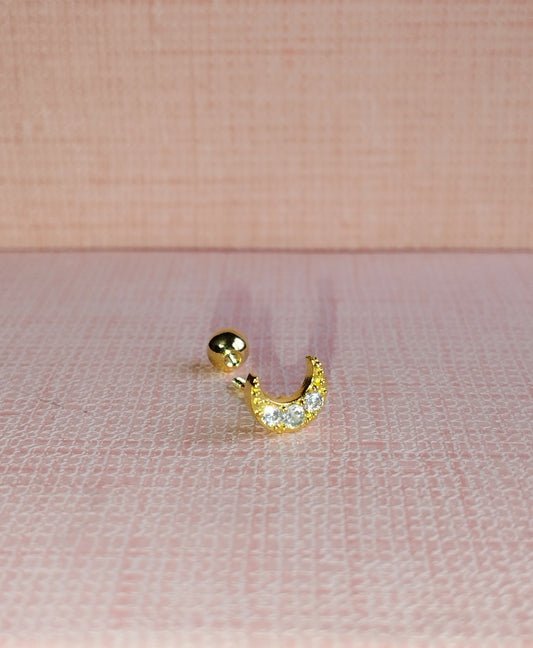 [ 1 piece ] Soshi Moon Shaped Screwback Earrings